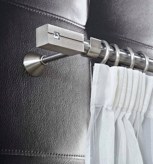 Aslanis Home Metallic Curtain Pole Praga Double with Rod Diameter 25mm Length 300cm Silver