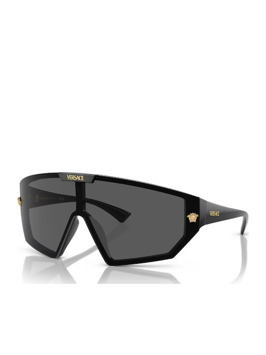 Versace Men's Sunglasses with Black Plastic Frame and Gray Lens