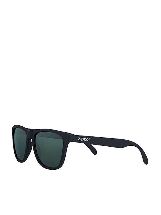 Zippo Men's Sunglasses with Black Plastic Frame and Green Lens OB202-05
