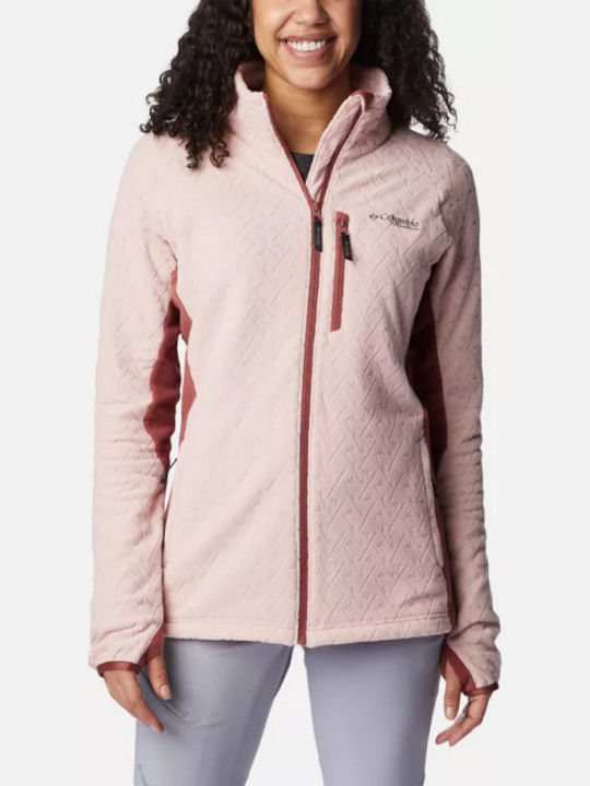 Full Women's Cardigan with Zipper Dusty Pink