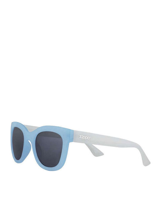 Zippo Unisex Sunglasses with Blue Plastic Frame and Gray Lens OB214-01