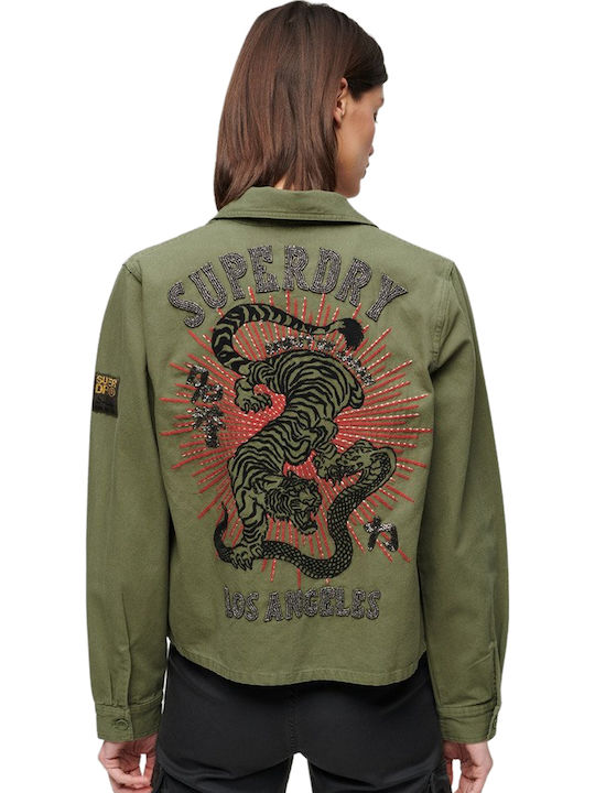 Superdry Γυναικείο Χακί Overshirt