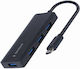 Gembird USB-Hub 4 Anschlüsse USB 3.0 mit Anschluss an einen Computer USB-C