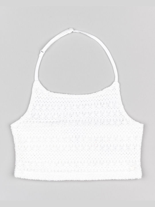 Losan Kinder-Crop-Top Kurzarm Weiß