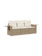 vidaXL Outdoor Sofa Tree-Seater Rattan with Cushions 55x55x69cm