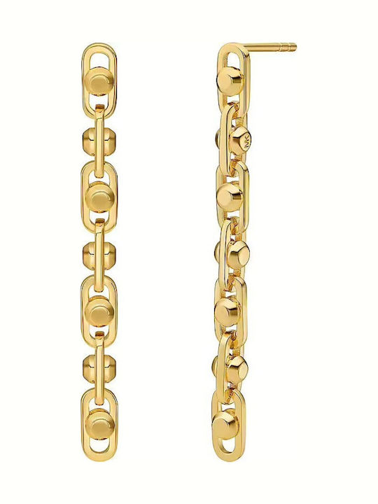 Michael Kors Astor Link Earrings made of Silver Gold Plated with Stones & Pearls