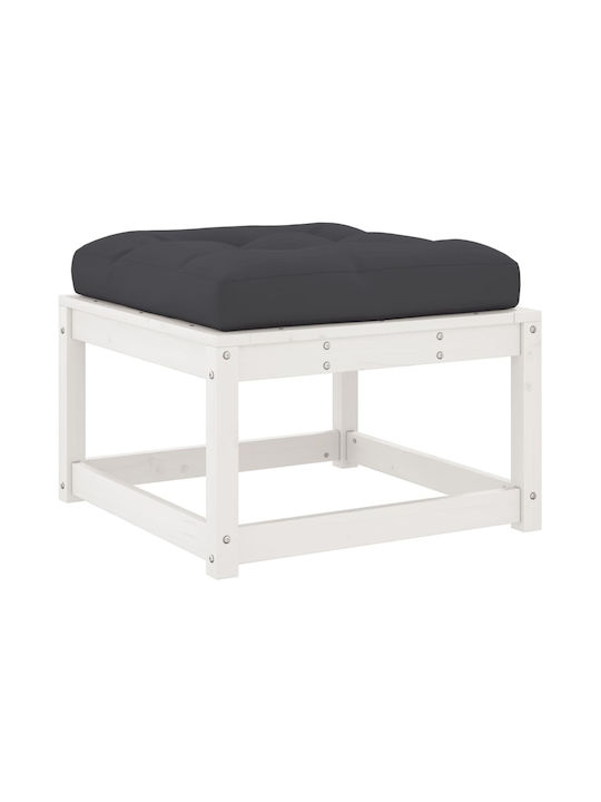 Wooden Cube Garden Stool with Cushion White 63....
