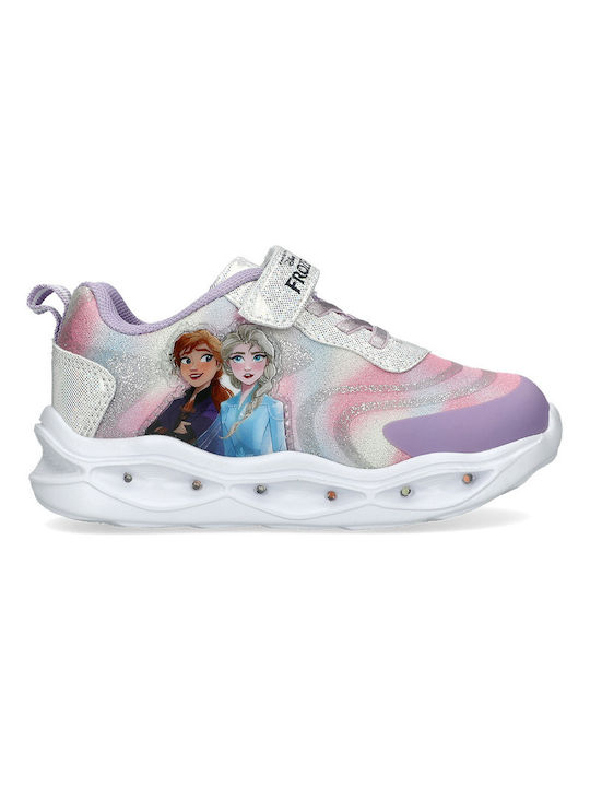 Disney Παιδικά Sneakers με Σκρατς & Φωτάκια Λιλά