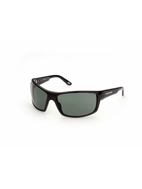 Skechers Men's Sunglasses with Black Plastic Frame and Green Lens SE6116 7001R