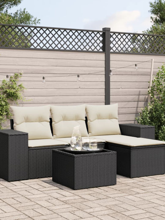 Set Camera De Zi Exterior 5 Piese Negru Cu Perne