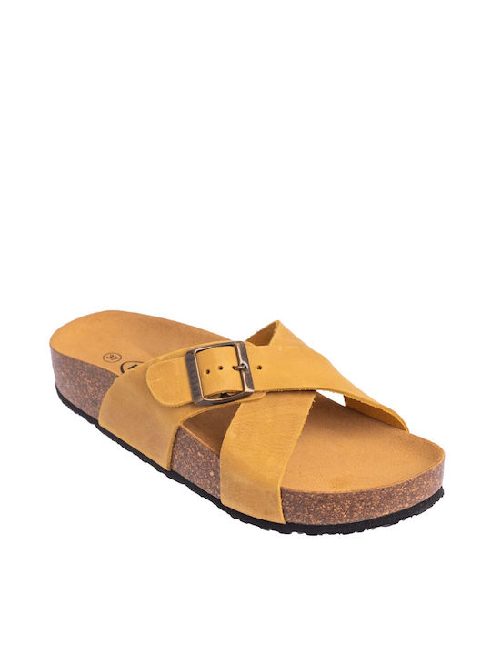Plakton Leather Crossover Women's Sandals Yellow