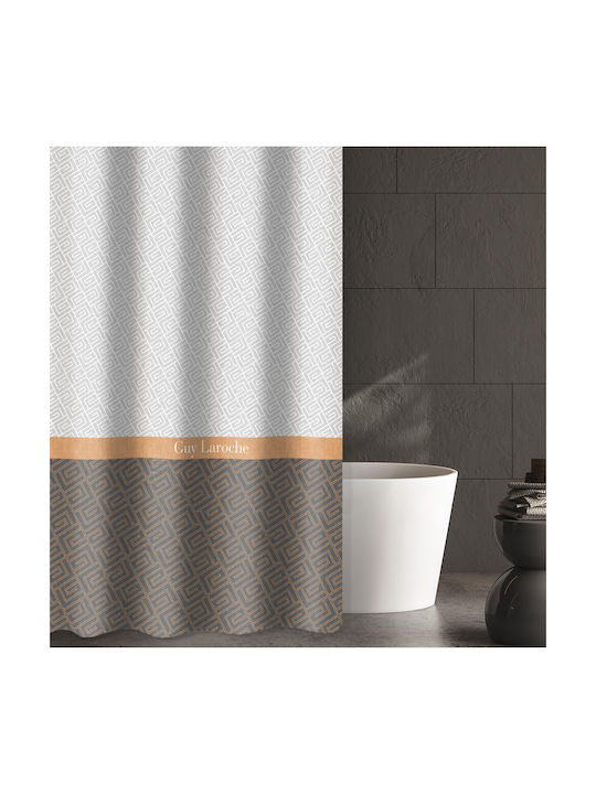 Guy Laroche Occio Shower Curtain Fabric with Hooks 240x185cm Grey