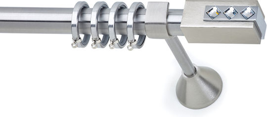 Anartisi Metallic Curtain Pole Champion Square Single Φ25mm 160cm Nickel Satin