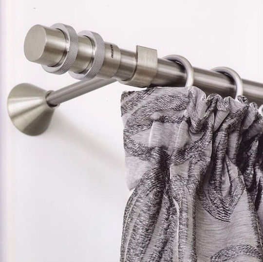 Aslanis Home Metallic Curtain Pole Double with Rail Φ25mm 180cm Silver
