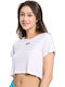 Γυναικείο Αθλητικό Crop T-shirt Λευκό