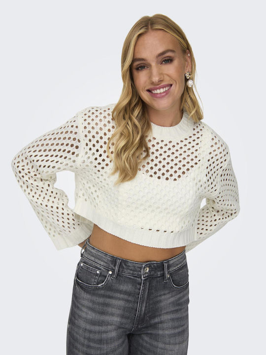 Only Women's Crop Top Long Sleeve White