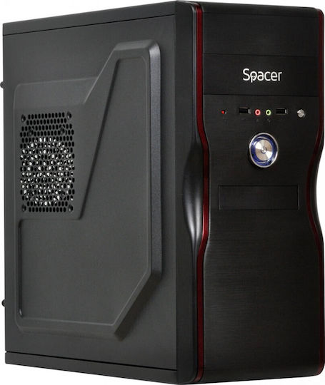 Spacer Mercury Midi Tower Κουτί Υπολογιστή Μαύρο