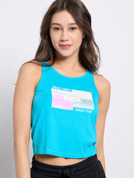 Women's Athletic Crop Top Sleeveless Aqua Velva