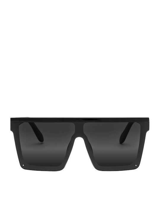 Cervinia Unisex Sunglasses with Black Horn-Rimmed Frame and Black Lens 01-2127-2