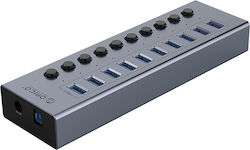 Orico USB Hub 10 Ports USB-A BT2U3-10AB-GY-BP