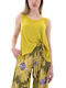 Moutaki Damen Bluse Ärmellos Yellow