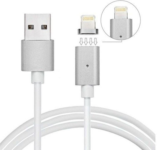 Μαγνητικό / LED USB-A to Lightning Cable Ασημί 1m (549075)