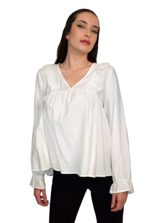 Morena Spain Women's Blouse Long Sleeve White