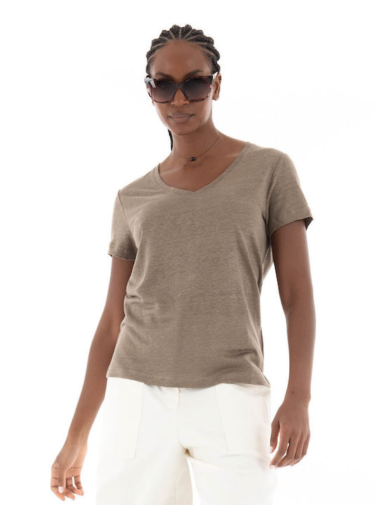 Marc O'Polo Damen Polo Bluse Kurzarm Light Brown