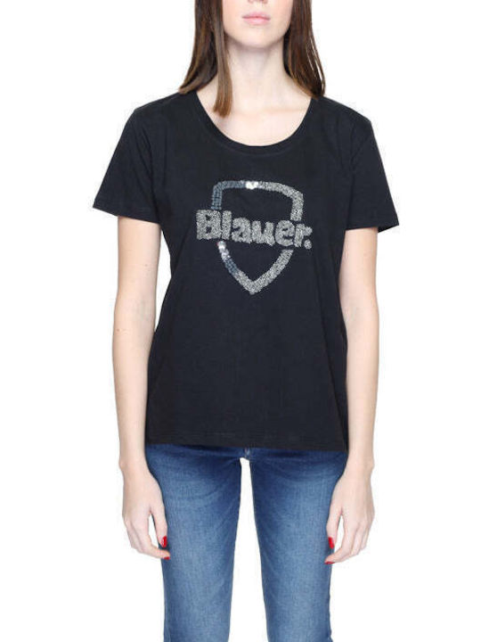 Blauer Damen T-shirt Schwarz