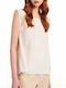 Forel Women's Blouse Sleeveless with V Neck Ecru