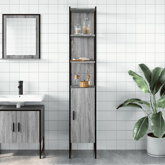 vidaXL Επιδαπέδια Ραφιέρα Μπάνιου Ξύλινη 33x33x185.5cm Γκρι