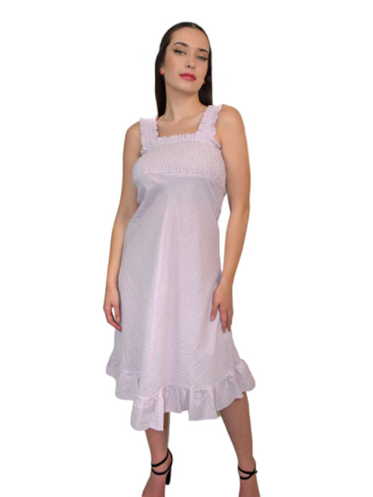 Morena Spain Midi Rochie cu Volane Pink