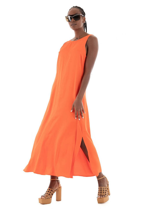 Marc O'Polo Abendkleid Satin mit Schlitz Orange