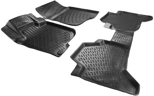 Carro Set of Front and Rear Mats 4pcs Tray Type for Mitsubishi L200 2005-2018 Black