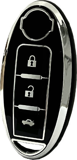 Car Key Cover Case made of with 3 Buttons for Nissan in Black Color