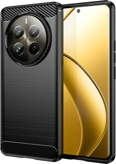 Techsuit Carbon Umschlag Rückseite Silikon Schwarz (Realme 12 Pro / 12 Pro+)