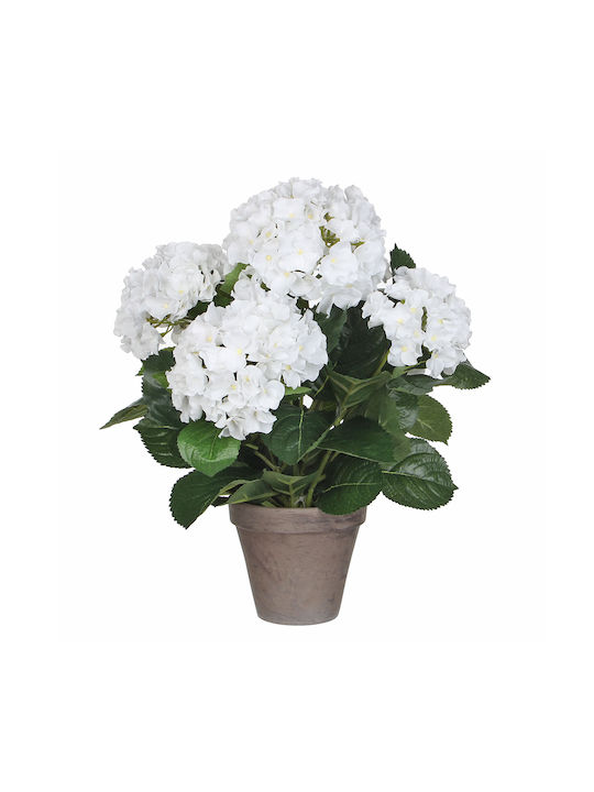 Edelman Τεχνητό Φυτό σε Γλάστρα Ορτανσία Λευκό 45cm