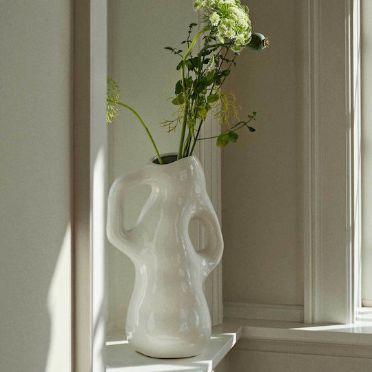 Broste Copenhagen Decorative Vase Ceramic White x21xHeight 35cm