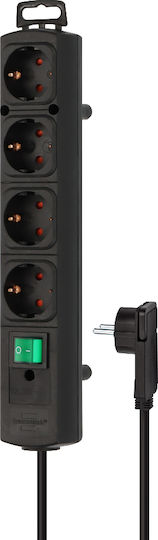 Brennenstuhl Захранваща лента 4 Позиции с USB-A, Превключвател и Кабел 2м Черен