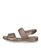 Leather Women's Flat Sandals Anatomic in Tabac Brown Color