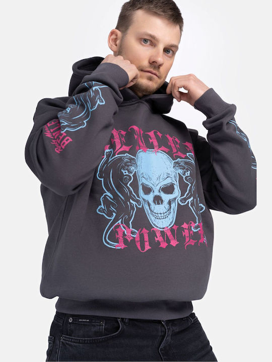 Суитшърт с Качулка Anthracite/magenta/sky Blue