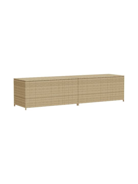 vidaXL Μπαούλο Αποθήκευσης Εξωτερικού Χώρου Rattan 469lt Μπεζ Μ200xΠ50xΥ58εκ.
