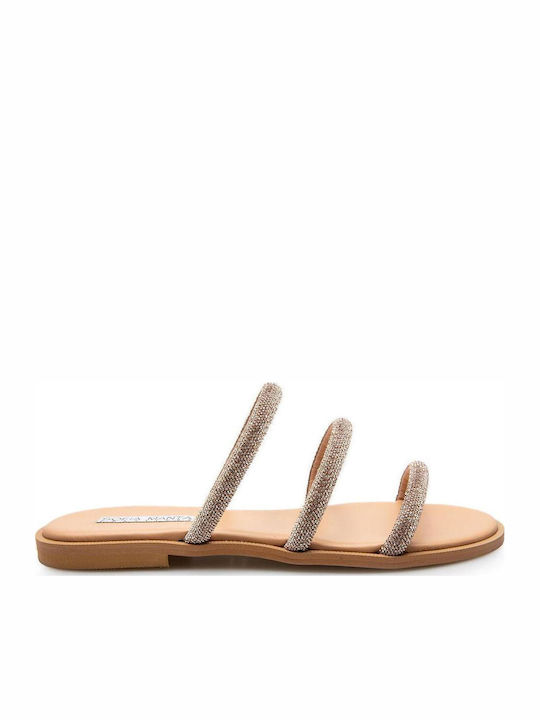 Sofia Manta Leather Women's Flat Sandals Rose Gold