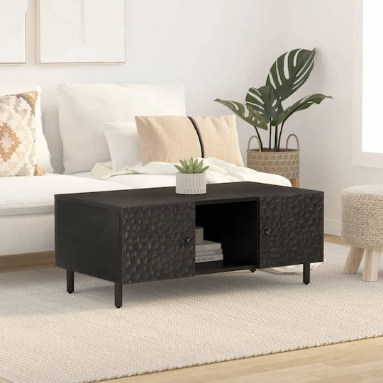 Rectangular Central Coffee Table Made of Solid Wood Black 100x54x40 cm