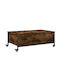 Rectangular Coffee Table with Wheels Smoky Oak L91xW55xH34cm