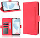 Skin Feel Calf Pattern Brieftasche Leder / Synthetisches Leder / Silikon Rot (Realme C21)