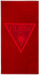 Guess Triangle Red Cotton Beach Towel 100x180cm