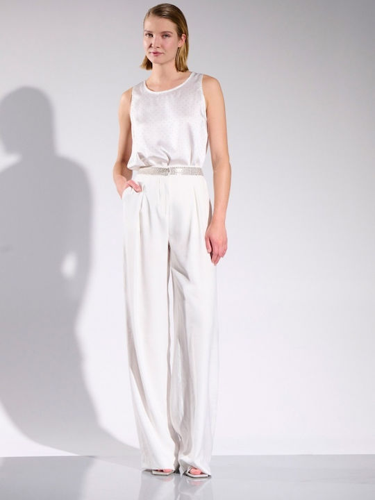 Matis Fashion Γυναικεία Ψηλόμεση Υφασμάτινη Παντελόνα σε Κανονική Εφαρμογή Εκρού