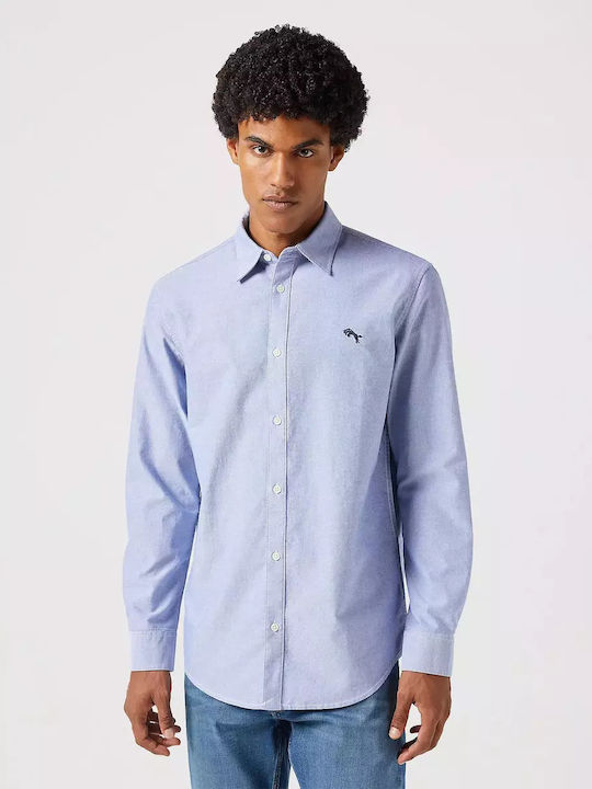 Long-sleeved Cotton Shirt Blue