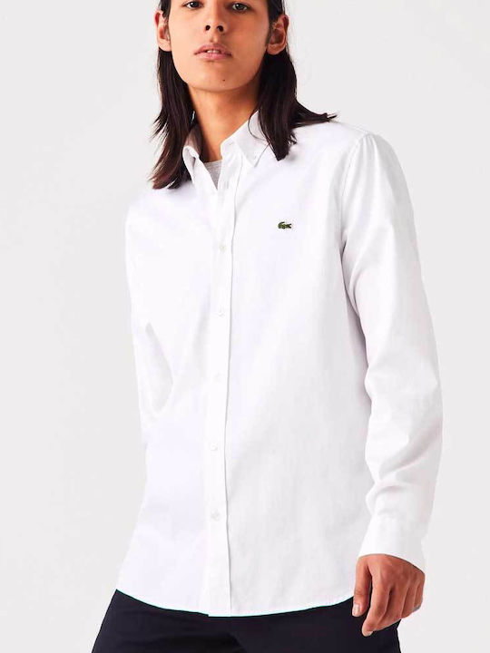 Lacoste Cu mânecă lungă Bumbac Cămașă Blanc